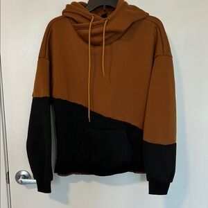 Two-Tone Brown and Black woman Hoodie